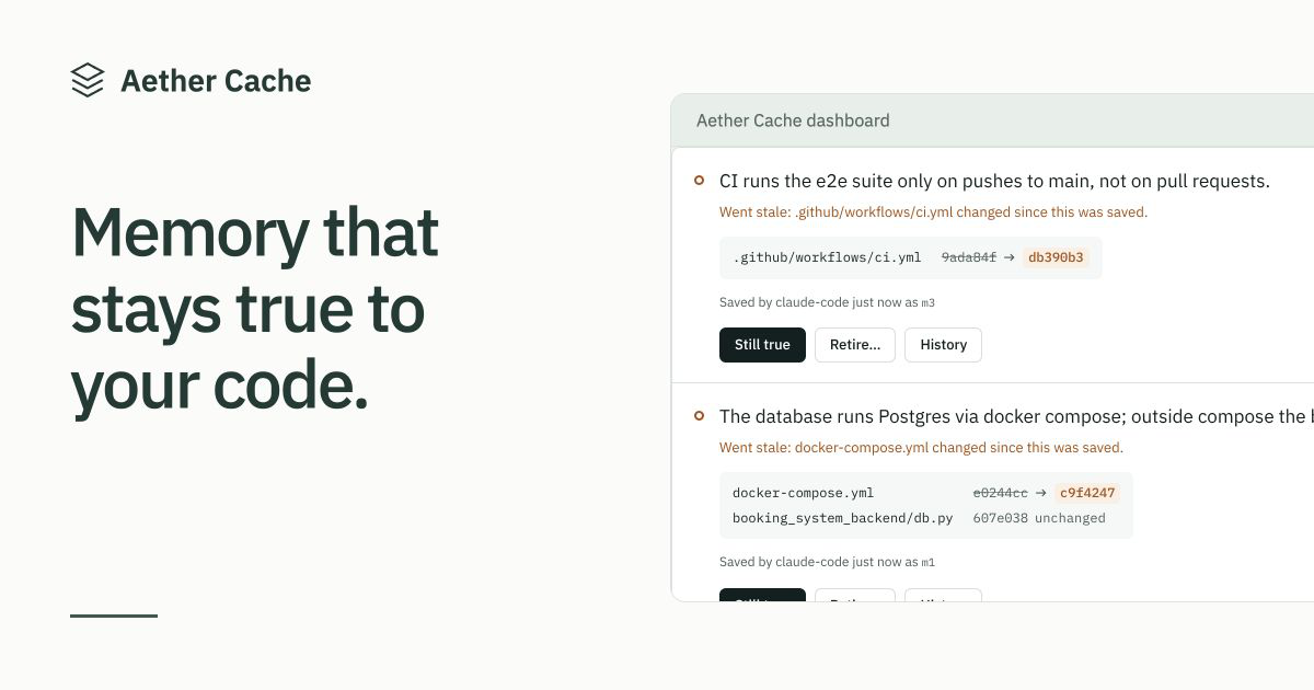Aether Cache: memory that stays true to your code